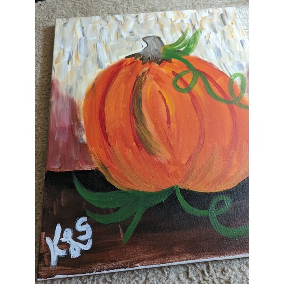 Handmade Pumpkin Canvas Painting - Picture 2 of 4